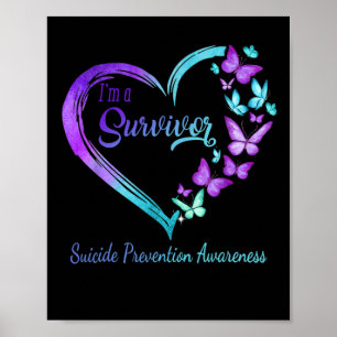 Affiche Coeur papillon Je suis un survivant Prévention du