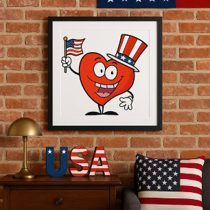 Affiche Coeur patriotique américain