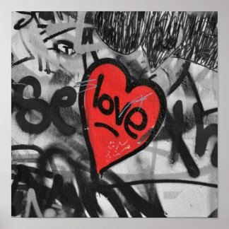 Affiche coeur peint en rouge