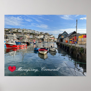 Affiche Coeur personnalisé Mevagissey Poisson Atterrissage