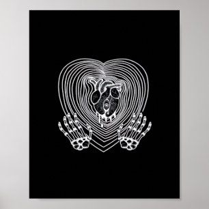 Affiche Coeur Pleurant En Blanc - Skeleton Coeurs Mains