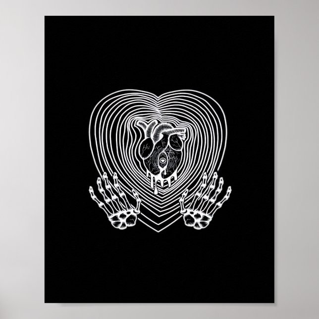 Affiche Coeur Pleurant En Blanc - Skeleton Coeurs Mains (Devant)