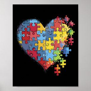 Affiche Coeur Puzzle Pièce Sensibilisation sur l'autisme E