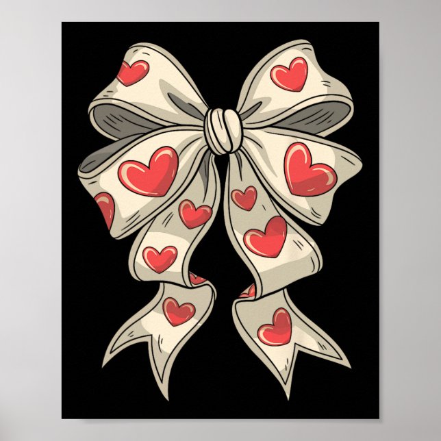 Affiche Cœur Rétro de la Saint-Valentin Nœud Coquette pour (Devant)