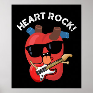 Affiche Cœur Rock Drôle Musique Jeu de Mots Fond Sombre