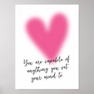 Affiche Cœur Rose Citation Inspirante Positive pour Adoles