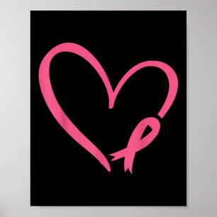 Affiche Coeur rose Ruban Breast Mois de sensibilisation au