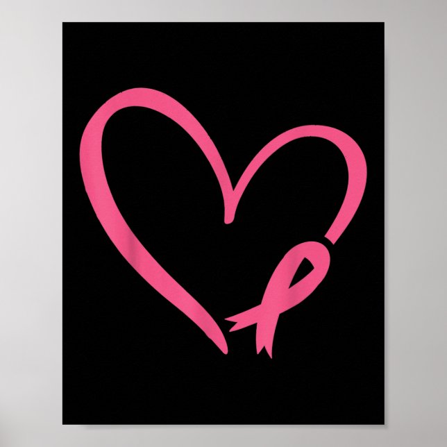 Affiche Coeur rose Ruban Breast Mois de sensibilisation au (Devant)
