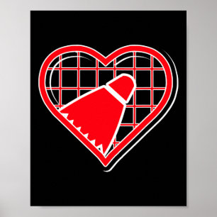 Affiche Coeur Rouge Badminton Pour Les Amateurs De Badmint