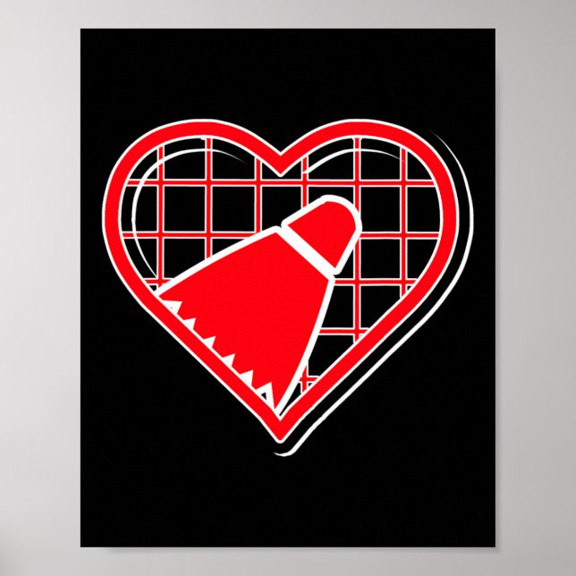 Affiche Coeur Rouge Badminton Pour Les Amateurs De Badmint (Devant)