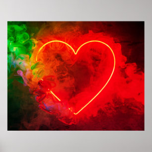 Affiche Cœur rouge brûlant fumant avec un peu d'envie sur