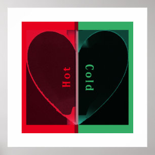 Affiche Cœur rouge chaud et vert froid personnalisable div