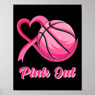 Affiche Coeur Ruban Basketball Rose Out Cancer du sein Awa