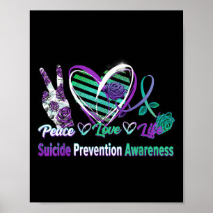 Affiche Coeur Ruban Rose Paix Amour Santé mentale Suicide