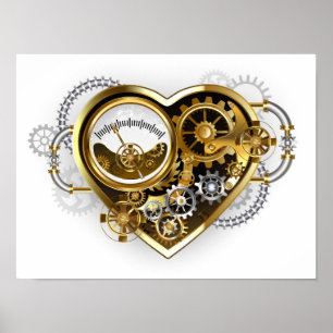 Affiche Cœur Steampunk avec un manomètre