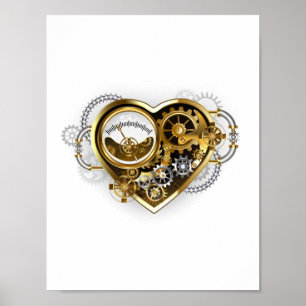 Affiche Cœur Steampunk avec un Manomètre