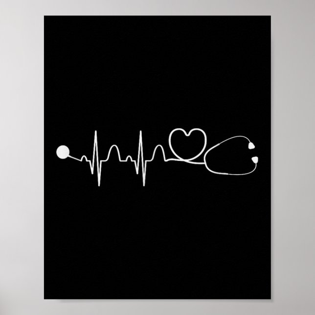 Affiche Coeur Stethoscope Nursery Heartbeat Cadeau infirmi (Devant)