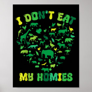 Affiche Coeur super végétarien Je ne mange pas mes maisons