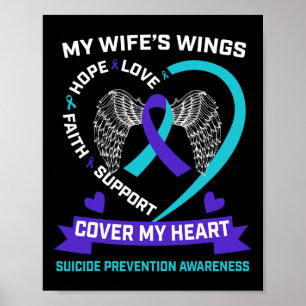 Affiche Coeur Turquoise pourpre Miss Ma femme Sensibilisat
