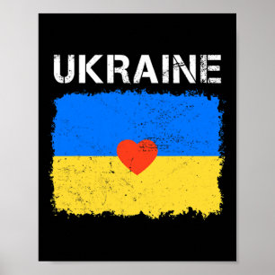 Affiche Cœur Ukraine Je suis avec l'Ukraine Drapeau ukrain