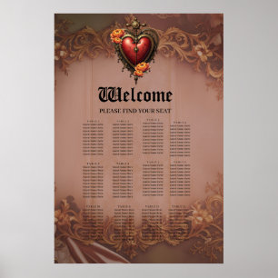 Affiche Coeur vapeur avec fleurs