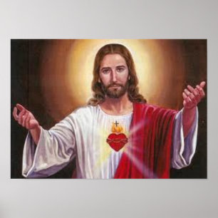 Affiche Coeur vintage et immaculé du saint christ de jésus