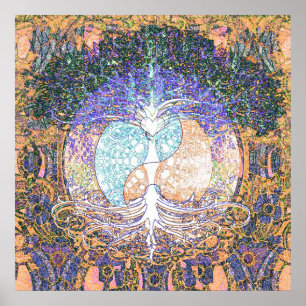 Affiche Coeur, Yin yang, arbre de vie d'Amelia Carrie