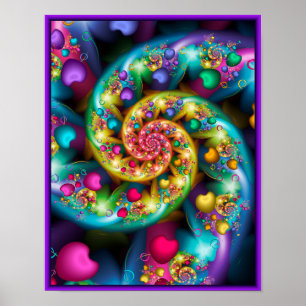 Affiche Coeurs arc-en-ciel