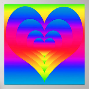 Affiche Coeurs arc-en-ciel imbriqués