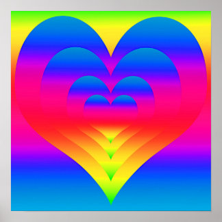 Affiche Coeurs arc-en-ciel imbriqués