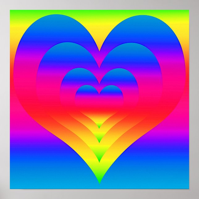 Affiche Coeurs arc-en-ciel imbriqués (Devant)