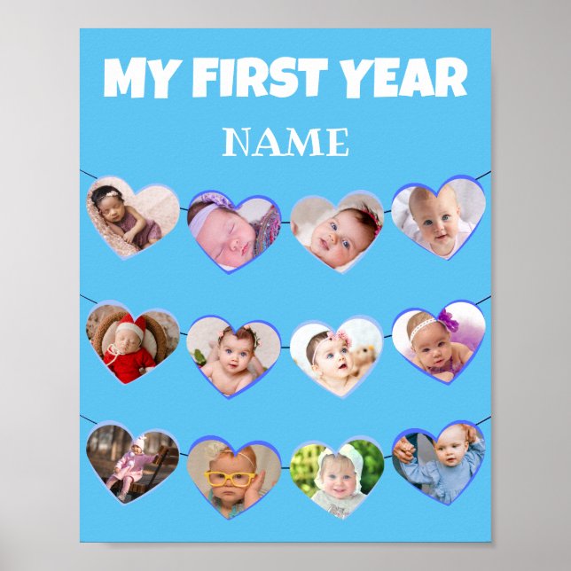 Affiche Coeurs Bleus mignons Ma première année 12 Photo Co (Devant)