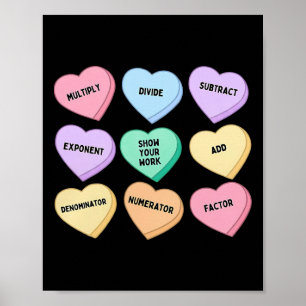 Affiche Cœurs Bonbons Prof de Maths Saint Valentin Algèbre