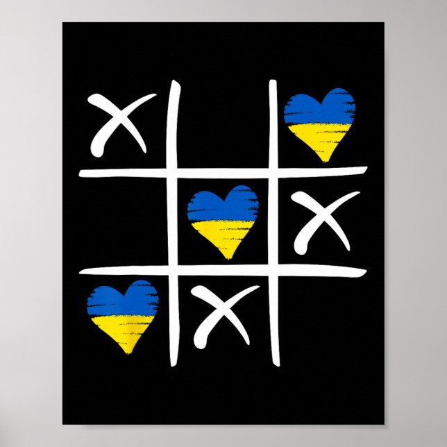 Affiche Cœurs colorés du drapeau ukrainien  (Devant)