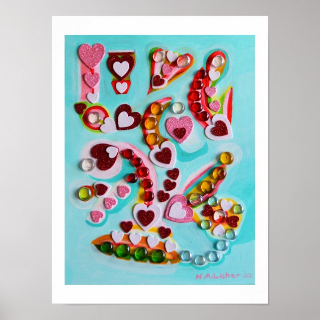 Affiche Cœurs d'amour art (Devant)