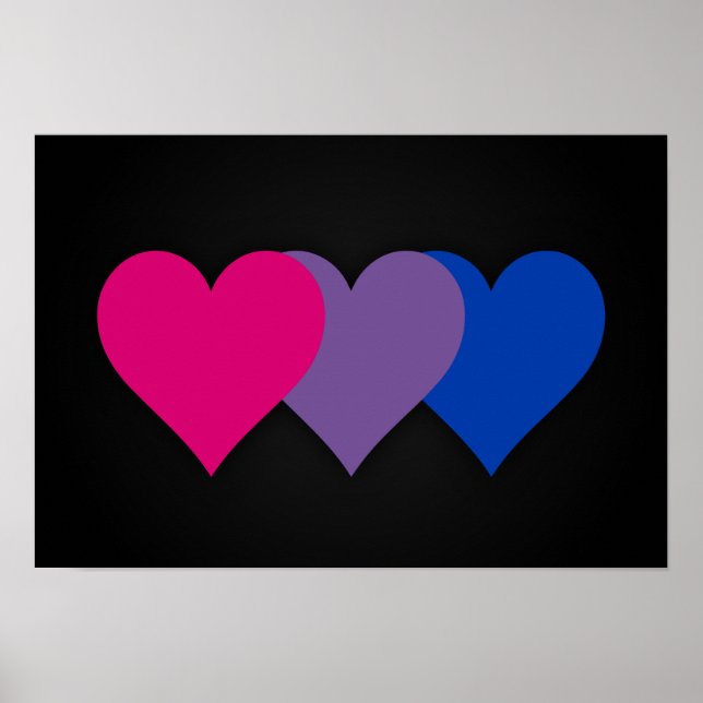 Affiche coeurs de fierté bisexuelle (Devant)