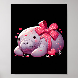 Affiche Cœurs de la Saint-Valentin Lamantin Animal Mer Océ