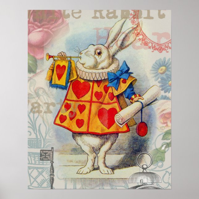 Affiche Cœurs de Lapin Blanc Alice Classique (Devant)