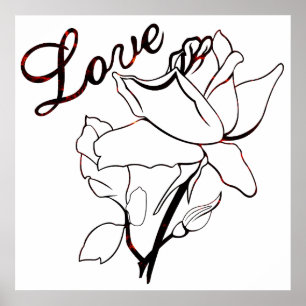 Affiche Cœurs de roses d'amour véritable Saint-Valentin jo
