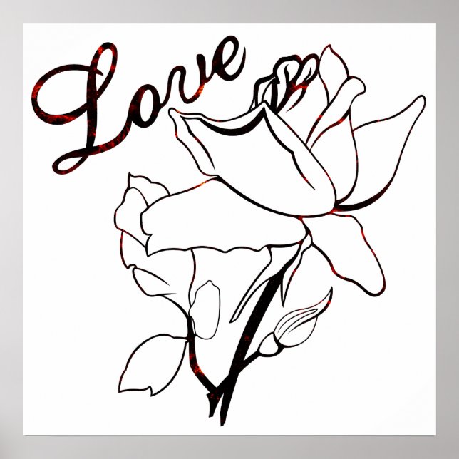 Affiche Cœurs de roses d'amour véritable Saint-Valentin jo (Devant)