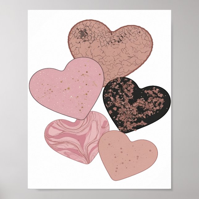 Affiche Cœurs en argent pur DESIGN Moderne (Devant)