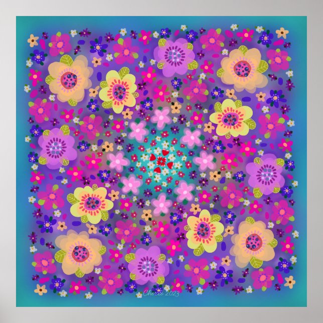 Affiche Coeurs et fleurs Belles (Devant)