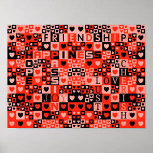 Affiche Coeurs et mots Art