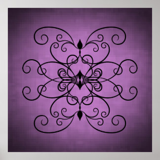 Affiche Coeurs et tourbillons noirs et violets
