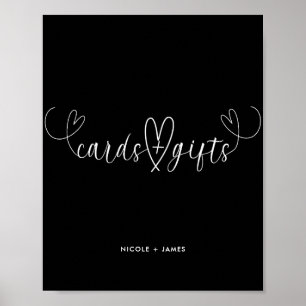 Affiche Coeurs modernes Noir & Blanc Mariage Cadeaux & Car