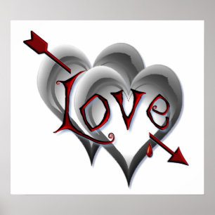 Affiche COEURS NOIRES & FLÈCHE D'AMOUR par SHARON SHARPE