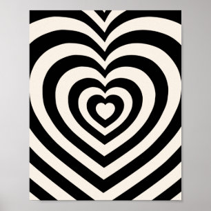 Affiche Coeurs Noirs Et Crèmes Blancs