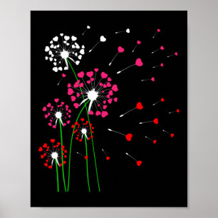 Affiche Cœurs Pissenlits Fleurs Amant Saint-Valentin Ja
