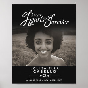 Affiche Coeurs pour toujours souvenir funéraire noir