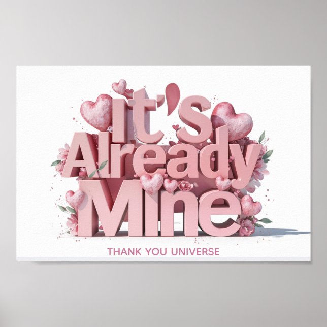 Affiche *~* Coeurs roses Ap85 Loi d'attraction Manifestati (Devant)